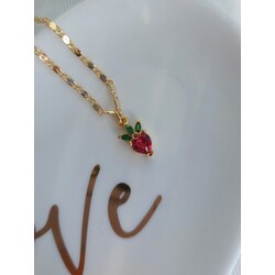 Swarovski Taşlı Altın Kaplama Crystal Strawberry Kolye