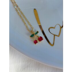 Swarovski Taşlı Altın Kaplama Crystal Cherry Kolye