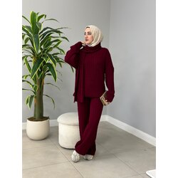 Atkılı saç örgü triko takım