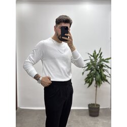 Bisiklet yaka triko beyaz