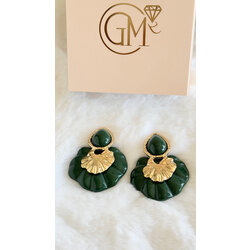 Gold detaylı yeşil küpe