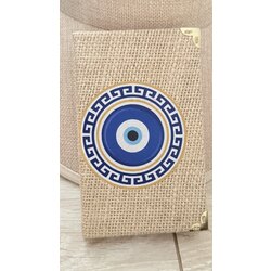 Nazar boncugu detaylı hasır kaplı defter