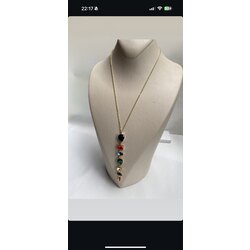 Degaje yaka doğaltaş detalı gold kolye