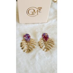 Gold detalı yaprak küpe