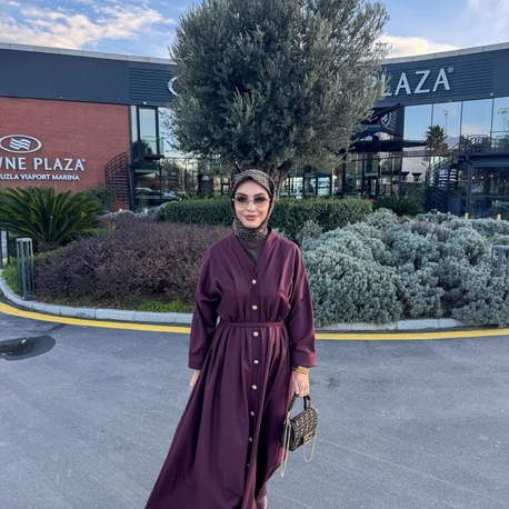 Nervür Bordo Elbise 