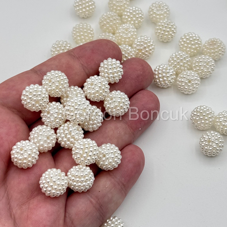 Böğürtlen Boncuk 14MM 500Gram Krem