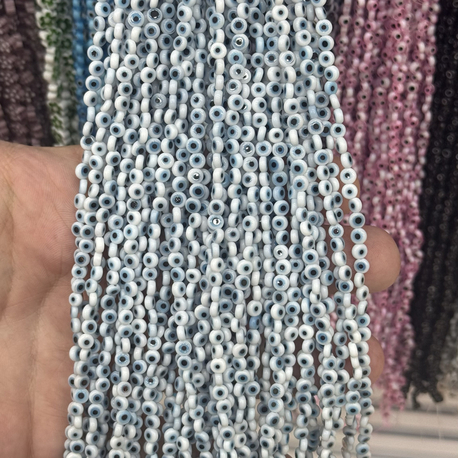 Cam Nazar 4MM Yassı Beyaz