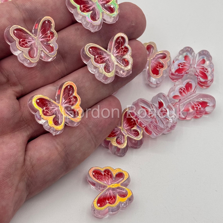 Şeffaf Kırmızı Kelebek Model Plastik Boncuk 500Gram