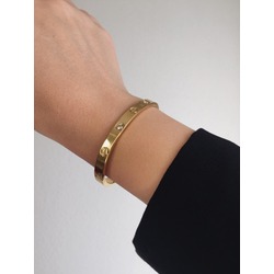 Zirkon Taşlı Cartier Model Çelik Kelepçe Bileklik