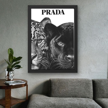 Leopar ve Panter Tablosu | Siyah Beyaz Modern Duvar Dekoru