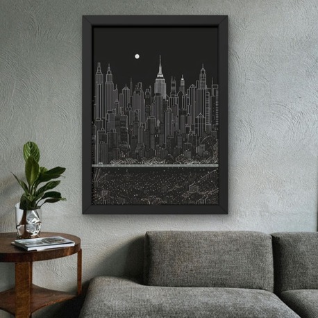 Şehir Silüeti Tablosu | Minimal Siyah Beyaz Duvar Posteri