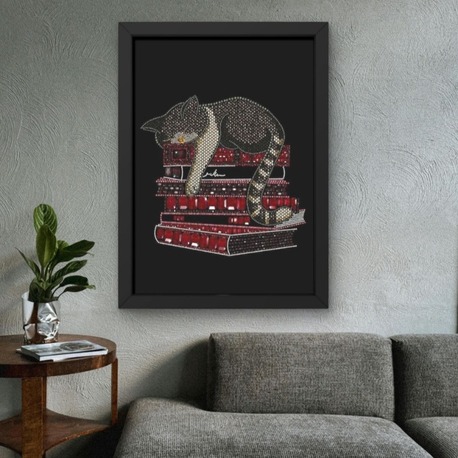 Kedi ve Kitap Tablosu | Dekoratif Duvar Posteri