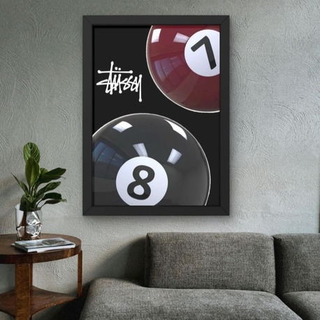 8 Ball & 7 Top Tablosu | Modern Siyah Duvar Dekoru