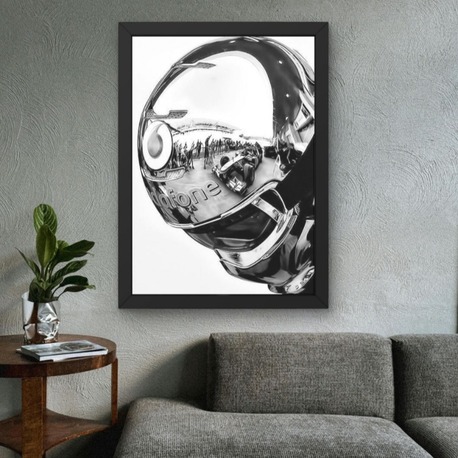 Motor Kaskı Tablosu | Modern Siyah Beyaz Poster