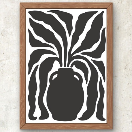 Siyah Çiçek Poster - Saksıdaki Sanat – Minimal Maksimum