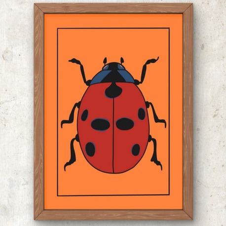 Minimal Uğur Böceği – Renkli Seçenekli Poster A3