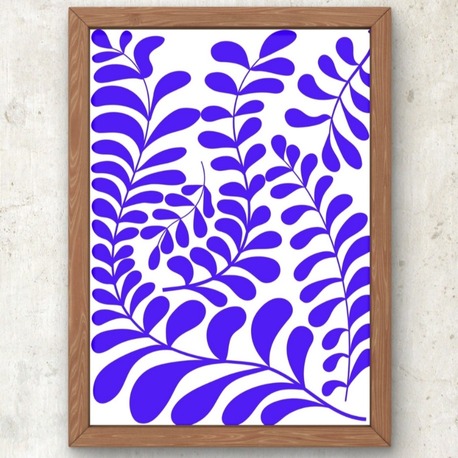 Sadeliğin Gücü – Mavi Yaprak Desenli Poster
