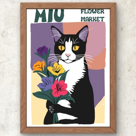Miu Flower Market – Çiçekli Kedi Posteri A3