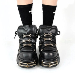 NEW ROCK Gothic Punk Metal Detaylı Platform Ayakkabı