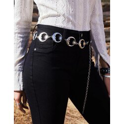 Grunge Gothic Ay Yıldız Charmlı Zincirli Kemer