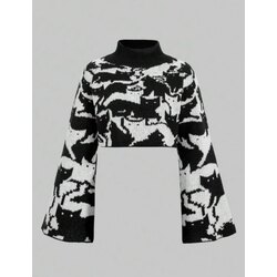 Cutecore Grunge Kedi Desenli Crop Kazak