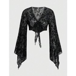Grunge Hippie Floral Tül Uzun Kollu Büstiyer