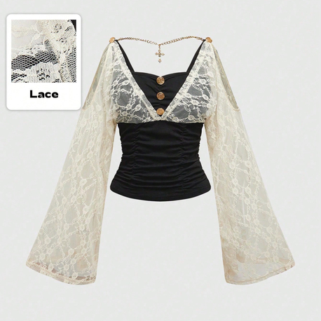 Victorian Y2K Dantelli Lace Up Top