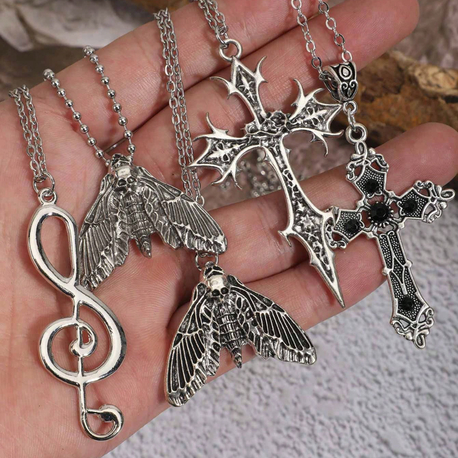 Gotik Haç & Sol Anahtarı Kolye 5 Adet Set