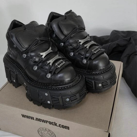 NEW ROCK Gothic Jilet Detaylı Platform Ayakkabı