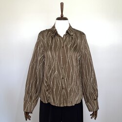 Vintage 1990s Amanda Smith saten ipek gömlek