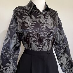 Vintage 1990s Milano İtalyan geometrik desen gömlek