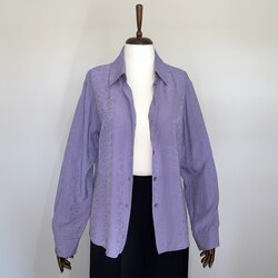 Vintage 1990s Talbots çiçek işlemeli ipek gömlek
