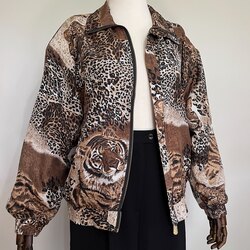 Vintage 1980s üniseks Fuda International ipek mont