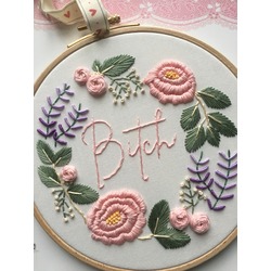 Peonies and Lavender Embroidery Hoop Art 