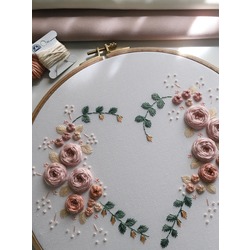 Floral  Heart Embroidery Hoop Art