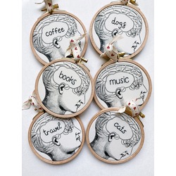 Phrenology Brain Embroidery Hoop Art 