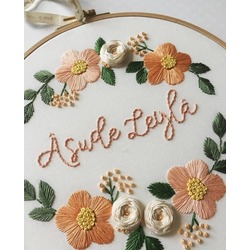 Floral Name Embroidery Hoop Art 