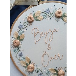 Floral Wreath Embroidery Hoop Art