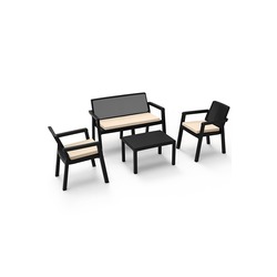 Prestij 2+1+1 Siyah 4lü Bahçe Balkon Masa Takımı