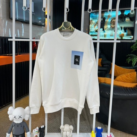 Calvin Klein Jeans Bisiklet Yaka Beyaz Erkek Sweatshırt