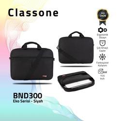 Classone BND300 Eko Serisi 15,6 inç Laptop Notebook El Çantası-Siyah