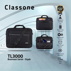 Classone TL3000 Business Serisi 15.6 inch Uyumlu Notebook Çantası-Siyah