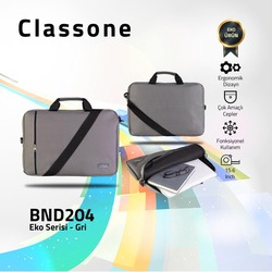 Classone BND204 15.6 inç Eko Serisi Laptop, Notebook Çantası -Gri