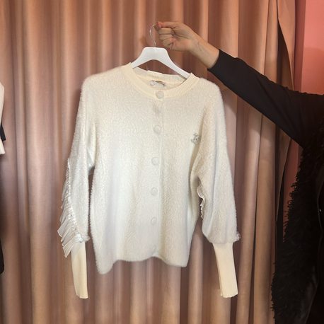 Ekru angora hırka (standart beden)