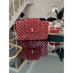 bordo kristal çanta 