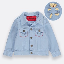 Unisex Bebe Mavisi Ayıcık Aksesuarlı Kot Ceket