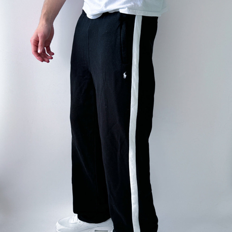 Polo Ralp Lauren Siyah Yandan Beyaz Şeritli Baggy Jogger 