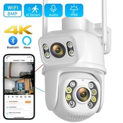 ÇİFT EKRANLI 8 MP GECE GÖRÜŞLÜ 4K GÜVENLİK KAMERASI