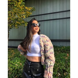 Chunky Knıt Ceket Soft Lila