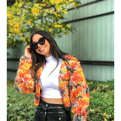 Chunky Knit Jacket Yellow&Orange